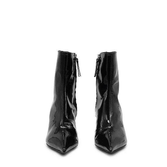 Swan black patent ankle boots