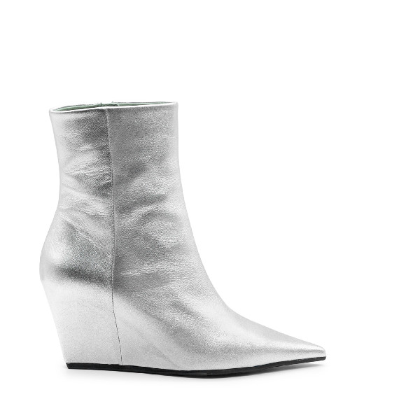 Cocoon Minimal Silver Shiny Nappa Leather Half Boots