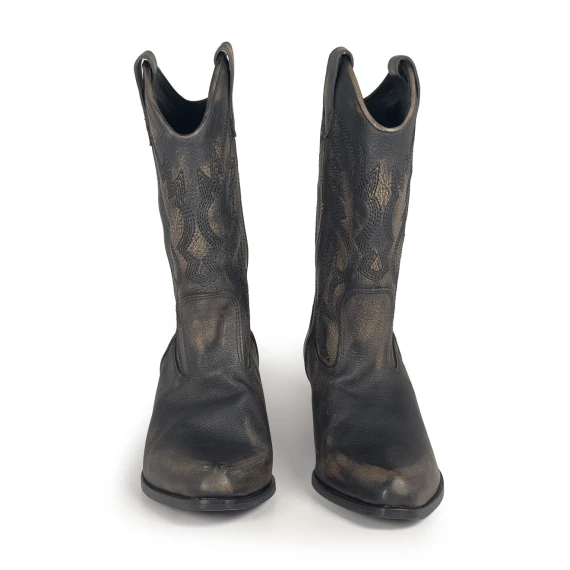 K12_Dallas_Stivale texano nero in pelle di bufalo